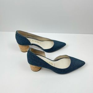 Anne Klein Blue Heels with Tan Block Heel